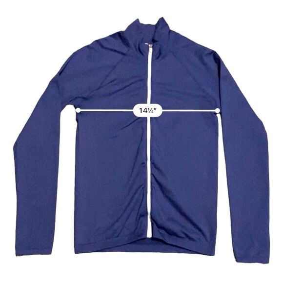 Fabletics Size Large Luciana Seamless Longsleeve Zip Up Mock Neck Navy Blue - Picture 8 of 12